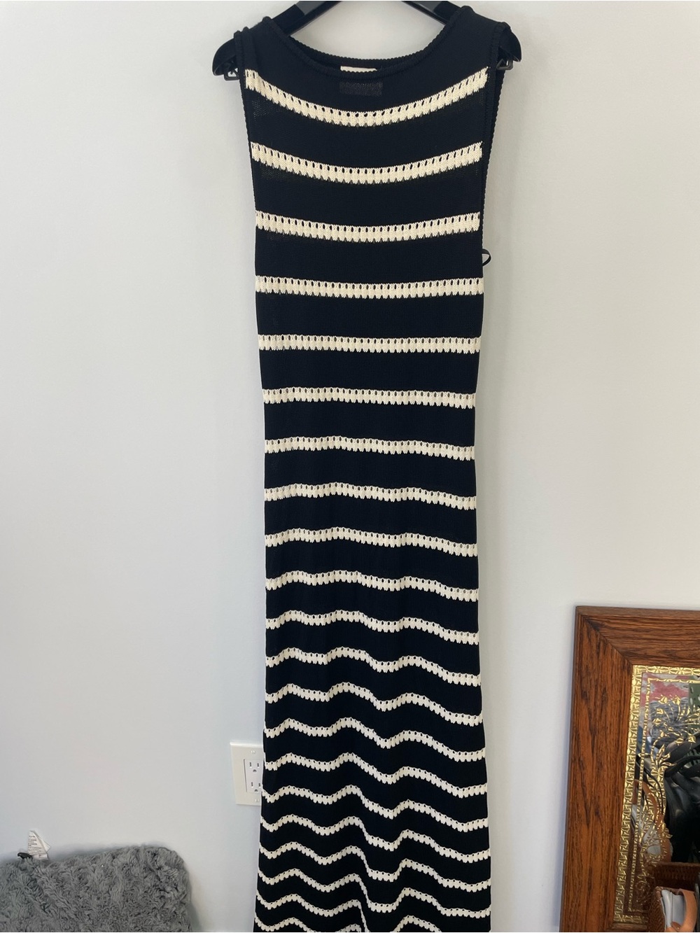 DISSH Black & White Striped Knit Maxi Dress